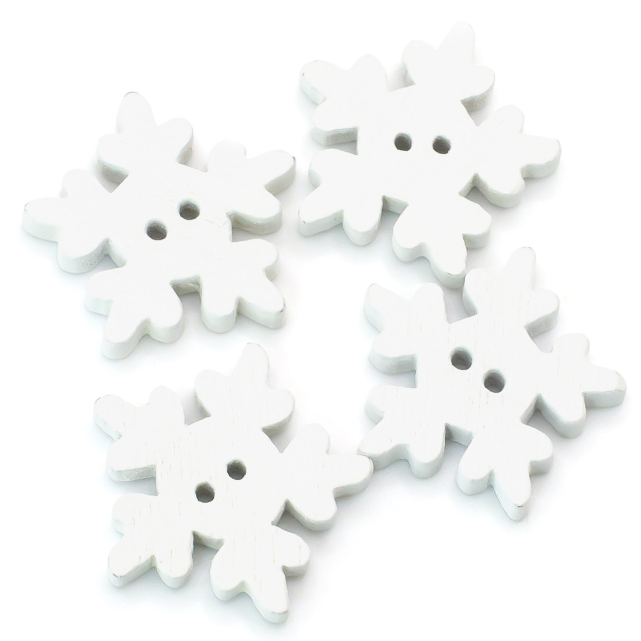 Ґудзики фігурні Сніжинка дерев'яні 18х18 мм 30 шт. Білий, фото 1
