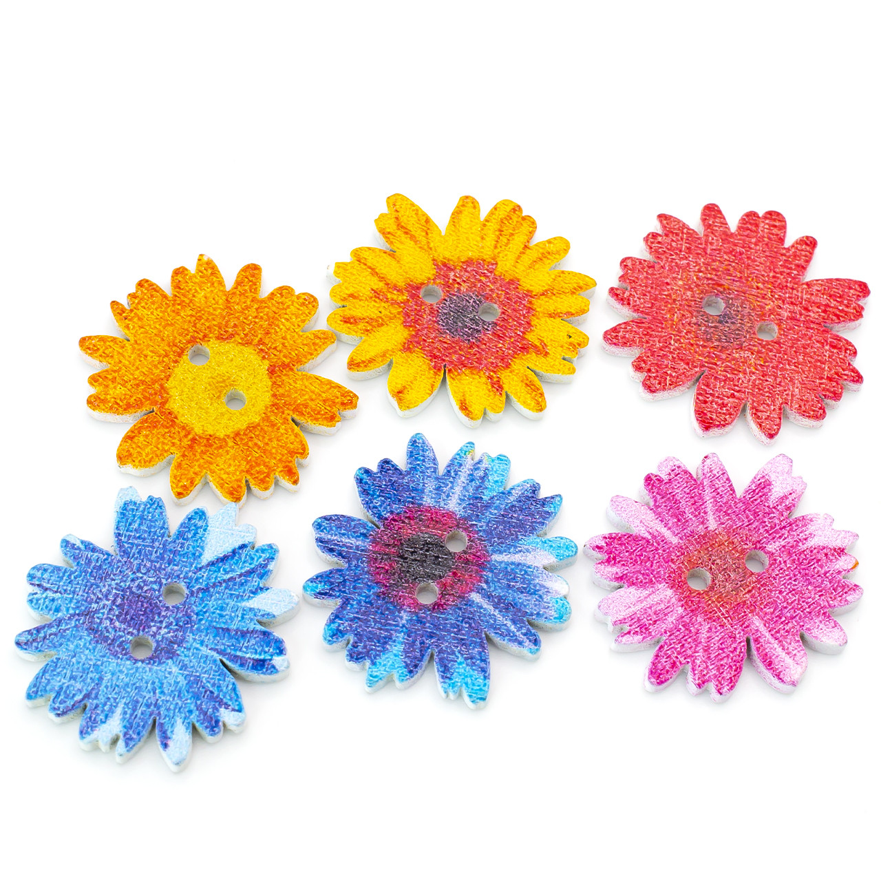 Ґудзики фігурні дерев'яні у формі квітки 26х24 мм 20 шт, фото 1