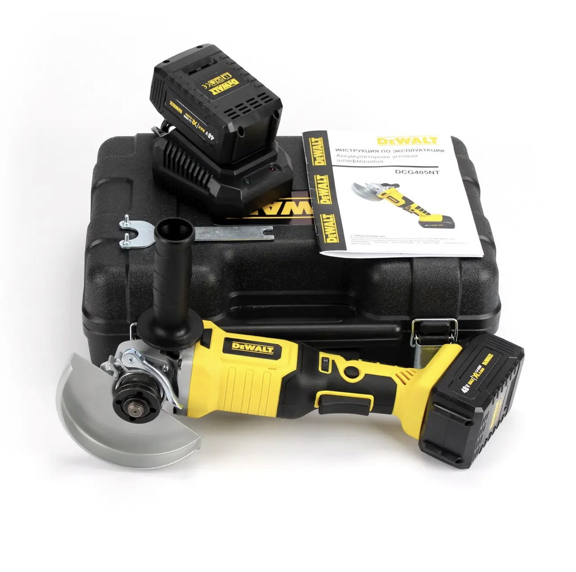 Акумуляторна болгарка DeWalt DCG405NT 48 V, 6 AH, Девольт з регулятором обертів, КШМ