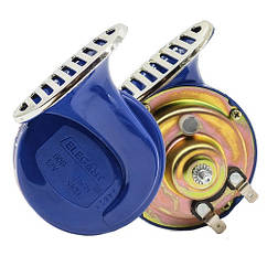 EL 100 730 / Cигнал звуковий "равлик" 12V 2-тоновий, червоно-синій хром кришка