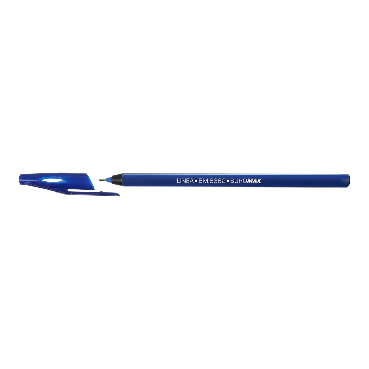 Ручка масляна BUROMAX BM.8362-01, LINEA, 0,5 мм, тригранний корпус, сині чорнила (6482)