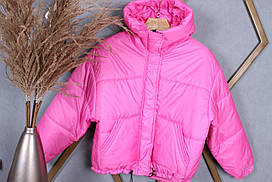 Куртка демісезонна молодіжна знизу утяжка для дівчат розміри 44-48, колір рожевий