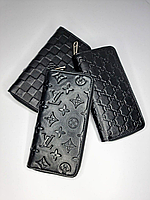 Кожаный кошелек Louis Vuitton Луи Виттон на змейке, кошелек из натуральной кожи Луи Витон