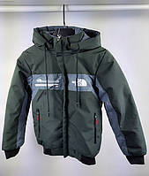 Демисезонная куртка хаки под резинку The North Face на мальчика на 8,9,10 лет