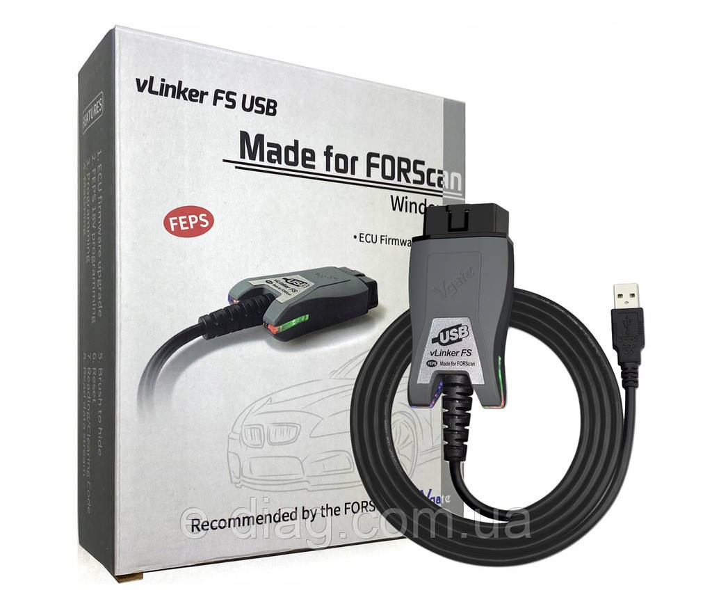 Диагностичний адаптер Vgate vLinker FS OBD2 для FORScan, Windows, Android сканер вгейт влинкер фс для форд мазда форскан