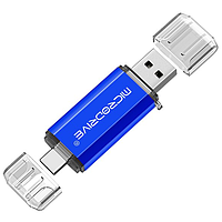 Металлическая USB Флешка 2в1 64GB Type-C/USB 2.0 для телефона/компьютера OTG MicroDrive Синий