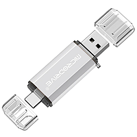 Металлическая USB Флешка 2в1 128GB Type-C/USB 2.0 для телефона/компьютера OTG MicroDrive Серый