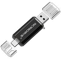 Металлическая USB Флешка 2в1 32GB Type-C/USB 2.0 для телефона/компьютера OTG MicroDrive Черный