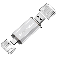 Металлическая USB Флешка 2в1 32GB Type-C/USB 2.0 для телефона/компьютера OTG MicroDrive Серый