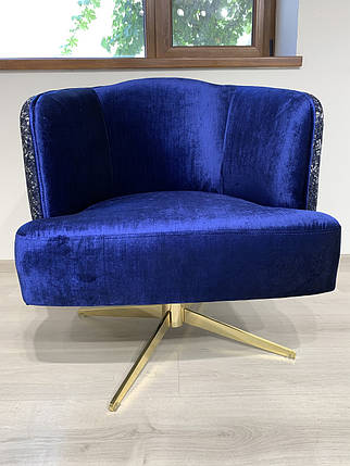Крісло модерн на поворотній золотій ніжці 70x70x82см JOSS Монблан, фото 2