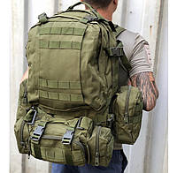 Рюкзак тактический 50л-55 литров олива/ черный ЗСУ рюкзак с подсумками походный армейский штурмовой рюкзак
