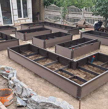 Голландські високі грядки з ДПК - висотою 320 мм (у дві дошки) з обрамленням П - профілем 500х1000