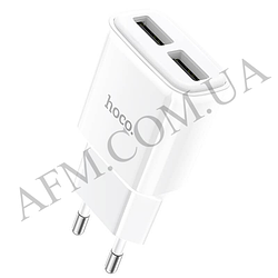 СЗП блок Hoco C88A (2USB/2.4 A) + кабель Type-C білий