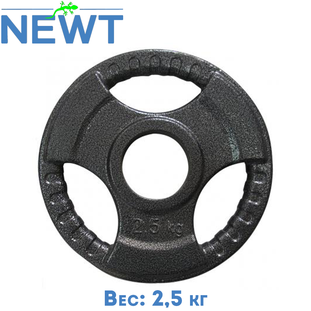 Диск важкоатлетичний з хватами млинець для штанги металевий Newt 2,5 кг (31 мм)