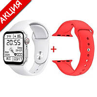 Умные часы Smart Watch 6 Z32 PRO 44mm алюминий тонометр шагомер оксиметр 2 ремешка белый красный