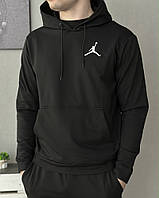Демісезонний чоловічий худі чорний Jordan (двонитка) / Демисезонный мужской худи черный Jordan (двунитка)