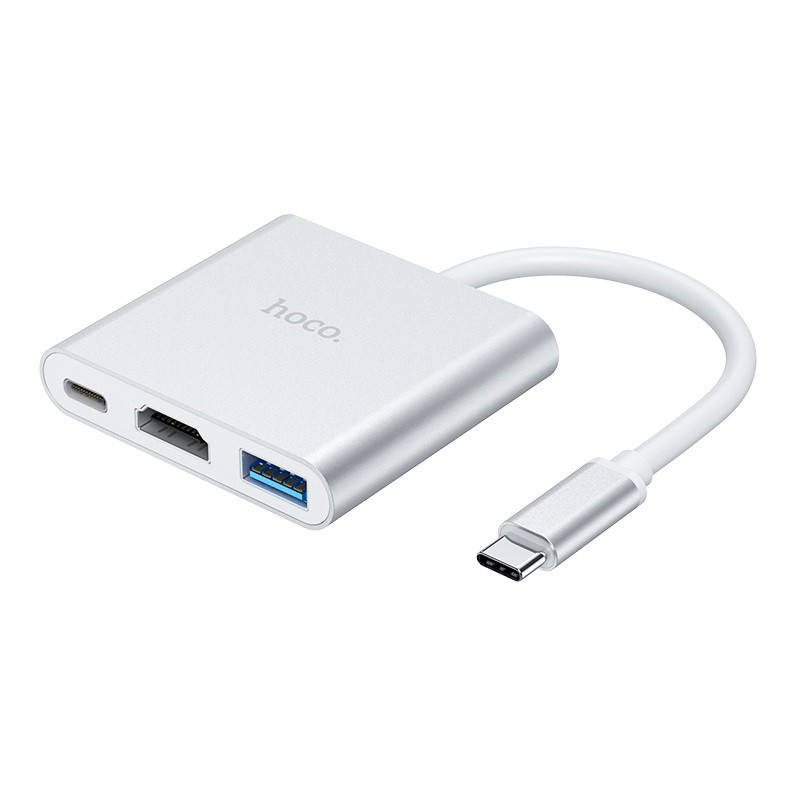 

USB HUB HOCO HB14 (Type-C to USB3.0+HDMI+PD) (стальной)