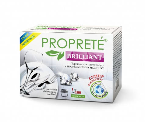 

Бесфосфатный порошок для мытья посуды в посудомоечных машинах Proprete Brilliant, 1 кг