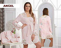 Набір жіночий Angel (халат, тапочки та рушник) Arya рожевий S / M