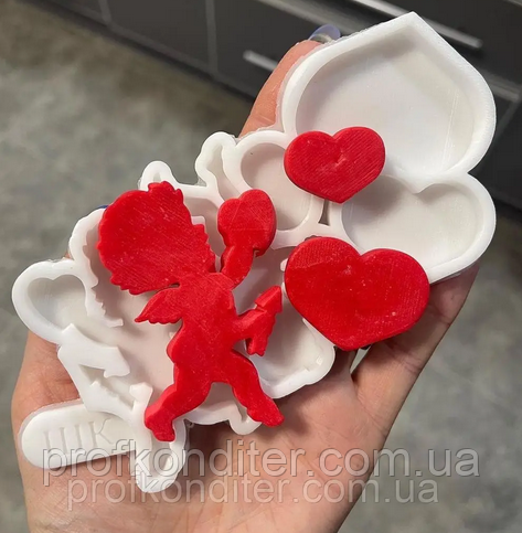 Ексклюзив. Силіконовий молд для шоколаду та ін "Купідони+серця", фото 1
