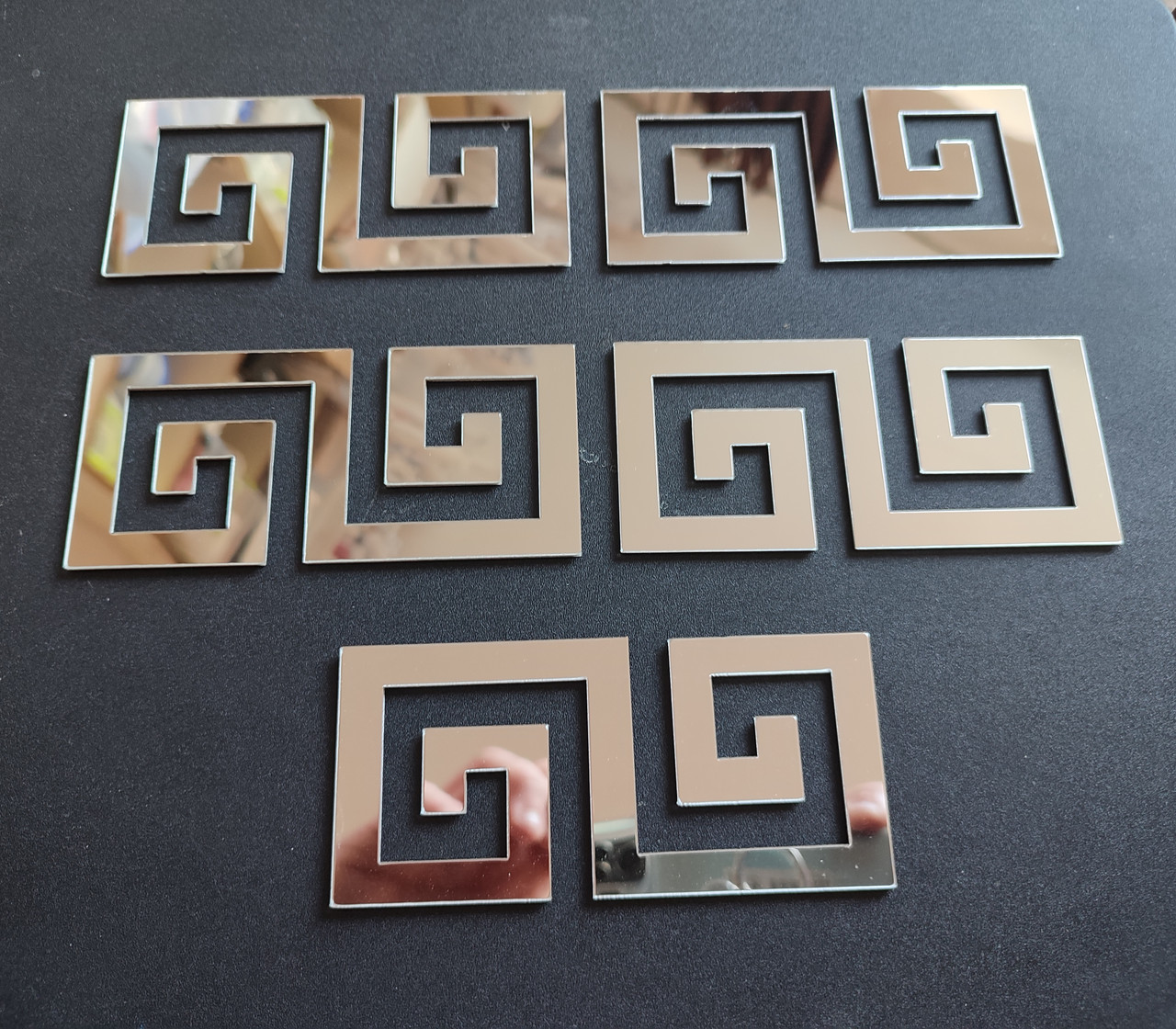 Дзеркальні акрилові наклейки Орнамент Срібний 5 шт 13 х 6 см Б153