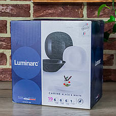 Столовий чорно-білий сервіз Luminarc Carine Black/White ударостійке скло 19 предметів, фото 6