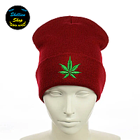 Молодежная шапка бини - Конопля - Красный