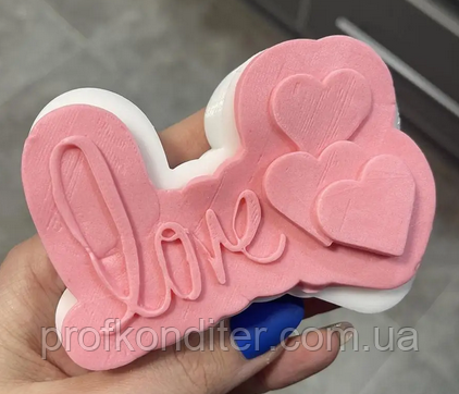 Ексклюзив. Силіконовий молд для шоколаду та ін "LOVE з серцями", фото 1
