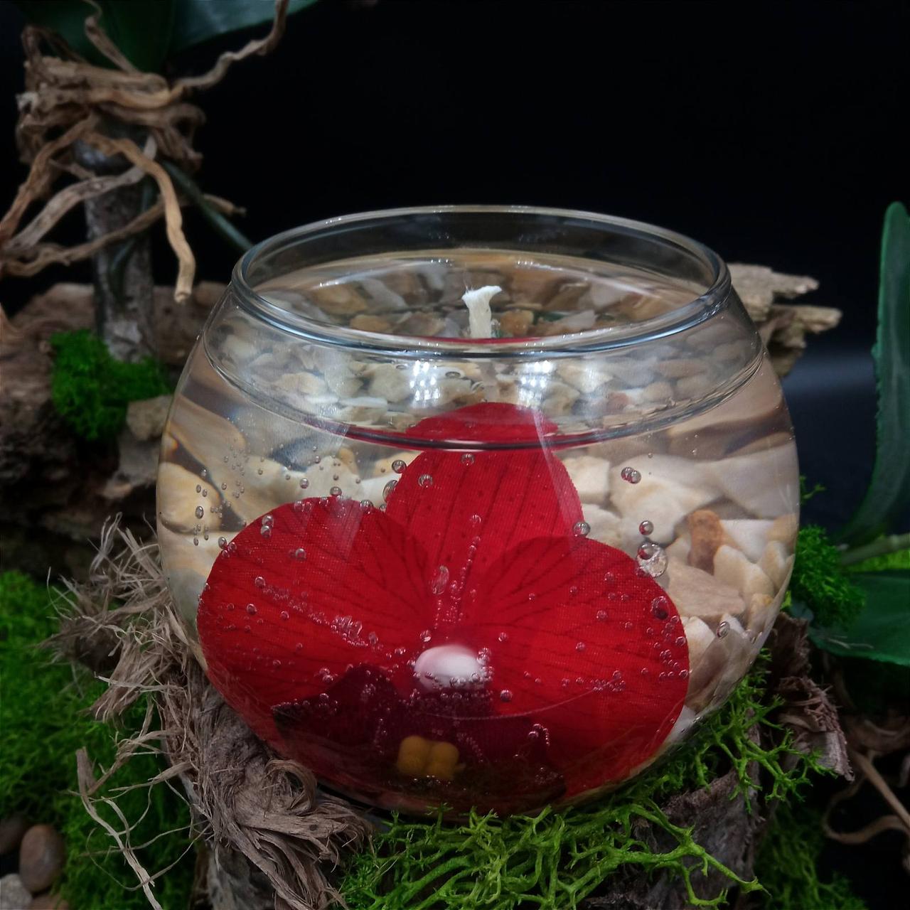 Декоративная гелевая свеча Чародейка шар красная орхидея 4105-1 - фото 2 - id-p1280717525