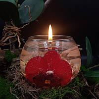 Декоративна гелева свічка Чародійка  куля червона орхідея 4105-1