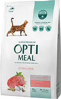 Полнорационный сухой корм для стерилизованных кошек Optimeal с высоким содержанием говядины и сорго 4 кг