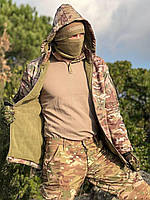 Комплект формы военный костюм тактический в цвете мультикам Softshell (двойной флис + повышенная плотность)