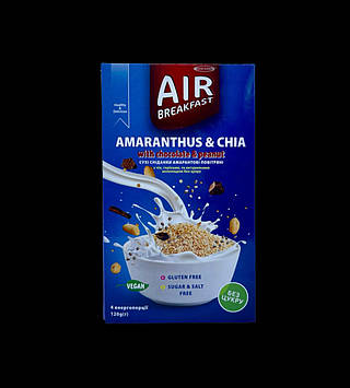 Сухі сніданки " Air Yummy" амарантові повітряні Amaranthus&Chia with Chocolate & Nut 245г. к/уп .