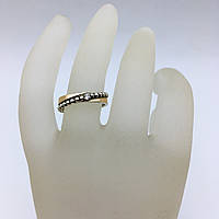 Обручальное Серебряное кольцо с золотыми пластинами фианит