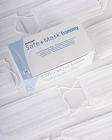 Маска медична Біла тришарова на гумках SAFE MASK®  нестерильна 50шт