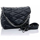 Жіноча сумка Шейла (24х16х7см), з ремінцем та ланцюжком, Чорна / Жіноча стьобана сумка-клатч через плече, фото 5