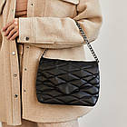 Жіноча сумка Шейла (24х16х7см), з ремінцем та ланцюжком, Чорна / Жіноча стьобана сумка-клатч через плече, фото 3