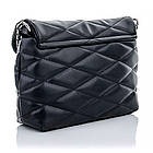 Жіноча сумка Шейла (24х16х7см), з ремінцем та ланцюжком, Чорна / Жіноча стьобана сумка-клатч через плече, фото 6