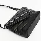 Жіноча сумка Шейла (24х16х7см), з ремінцем та ланцюжком, Чорна / Жіноча стьобана сумка-клатч через плече, фото 8