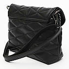 Жіноча сумка Шейла (24х16х7см), з ремінцем та ланцюжком, Чорна / Жіноча стьобана сумка-клатч через плече, фото 7