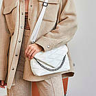 Жіноча сумка кросбоді (24х16х7 см) з ремінцем, Шейла, Біла/Смочка з ланцюгом через плече/Стебнований клатч, фото 3