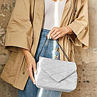 Жіноча сумка кросбоді (24х16х7 см) з ремінцем, Шейла, Біла/Смочка з ланцюгом через плече/Стебнований клатч, фото 6