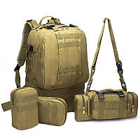 Рюкзак 75 л тактический 3 подсумка AOKALI Outdoor B08 75L Sand