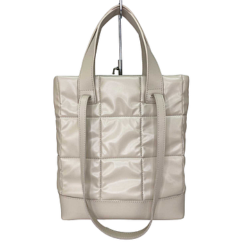 Жіноча сумка-шопер «Бруки» (34х12х32 см), екошкіра, стьобана, Бежева / Сумочка на плече з двома парами ручок