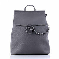 Женская сумка-рюкзак "Марио" (29х12х34 см), экокожа, Серая / Сумка трансформер с кольцом и цепочкой