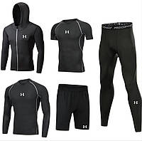 Компрессионная одежда Under Armour 5 в 1 комплект для фитнеса единоборств и тренировок цвет черный