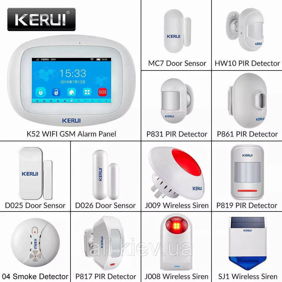 Сигналізація GSM/Wi-Fi Сигналізація KERUI K52 Сенсорний екран