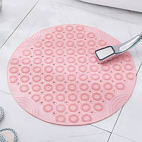 Коврик круглый силиконовый нескользящий для ванны Bathlux 55х55 см массажный коврик для душа, Розовый