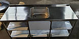 Стіл-мийка 1500х600х850 з 2 полицями та мийкою посередині з неіржавкої сталі, фото 2