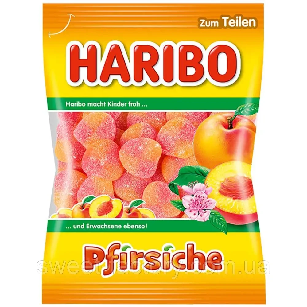 Цукерки желейні Haribo Pfirsiche (Персик), 175 г, Німеччина, Харібо цукерки жувальні мармеладні